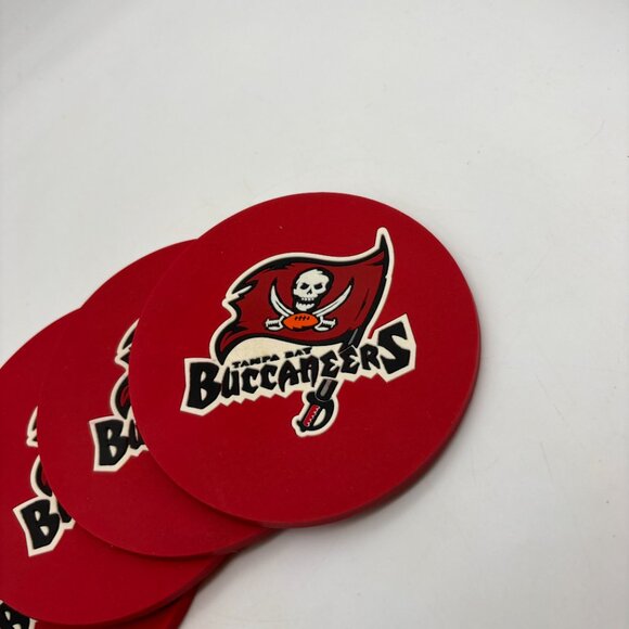 NFL Tampa Bay Buccaneers Football Flag Logo Set of Four Plastic Cup Coasters - Picture 4 of 11